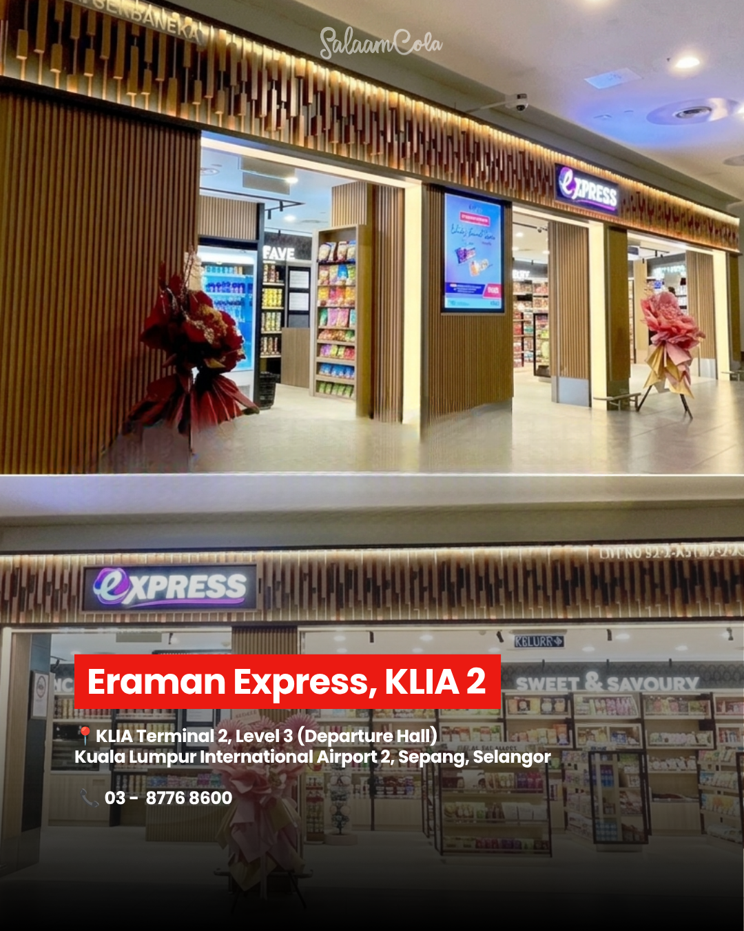 Eraman Express, KLIA 2 — KLIA Terminal 2, Level 3 (Departure Hall), Sepang, Selangor. Contact: 03-8776 8600